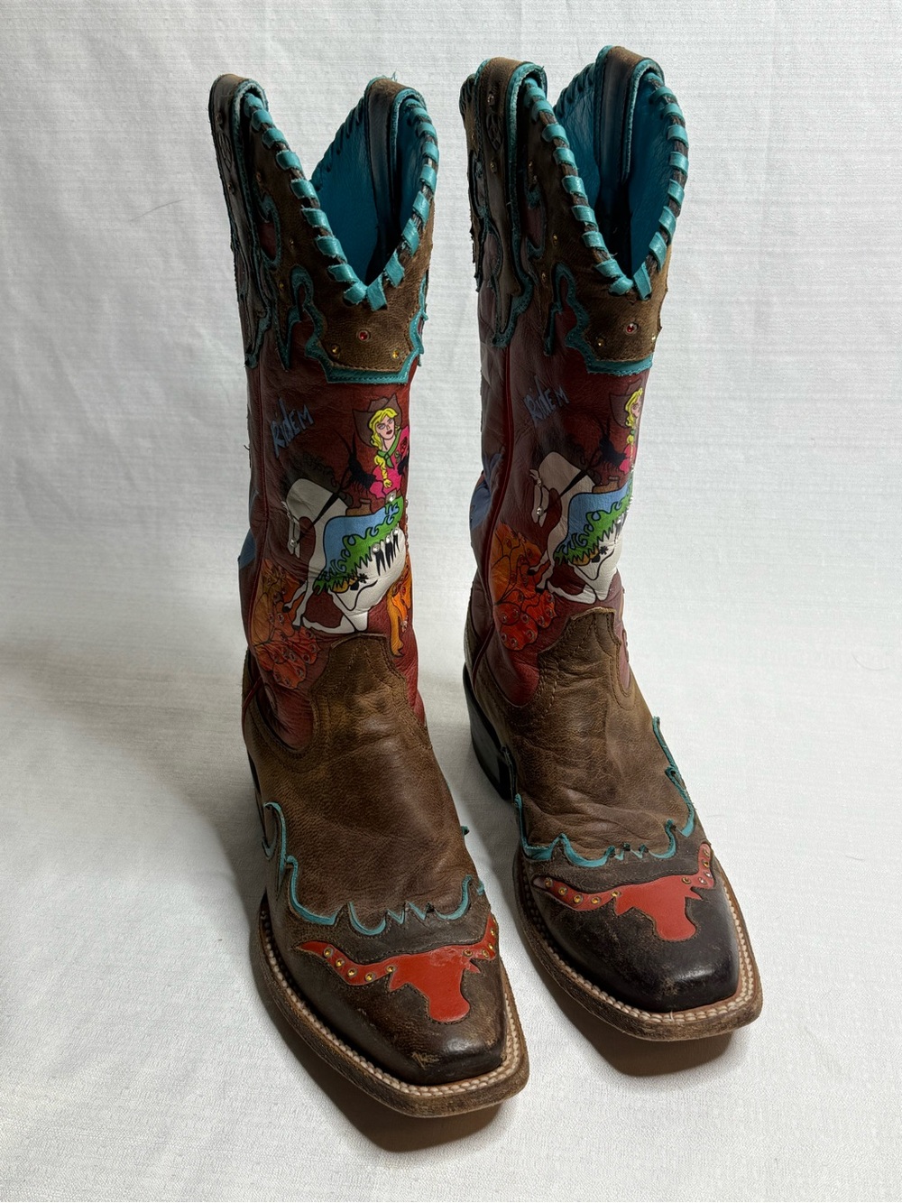 Ariat Quincy Limited Edition Bronco Billy Ride’Em Cowboy Boots Womens 7B - Picture 2 of 12